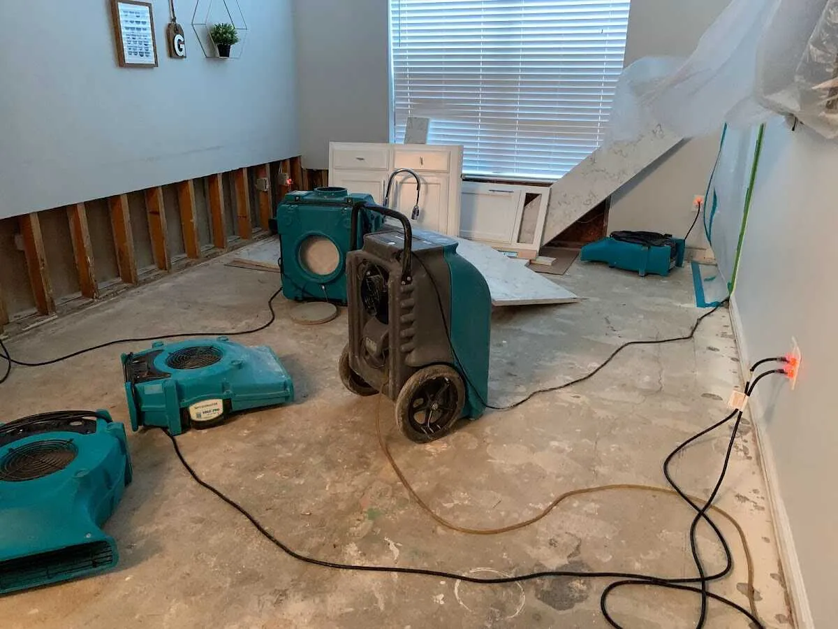 Dehumidifier in flood-cut room for Water Extraction & Removal in Parker